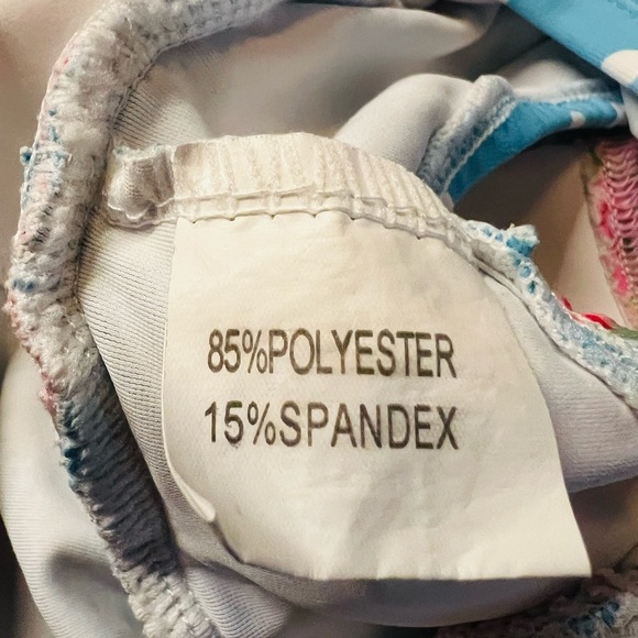 Olive Mae Baby Girl Floral Blue and Pink Swimsuit Size 18 Months - Picture 3 of 7